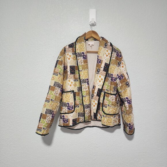 Women Patchwork Jacket Multicolor 100% Cotton Size Large, Boho, Festival - Picture 1 of 6